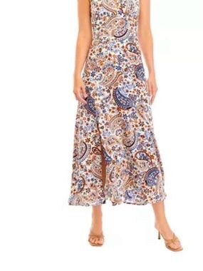Paisley Print Maxi dress in Blue and Brown